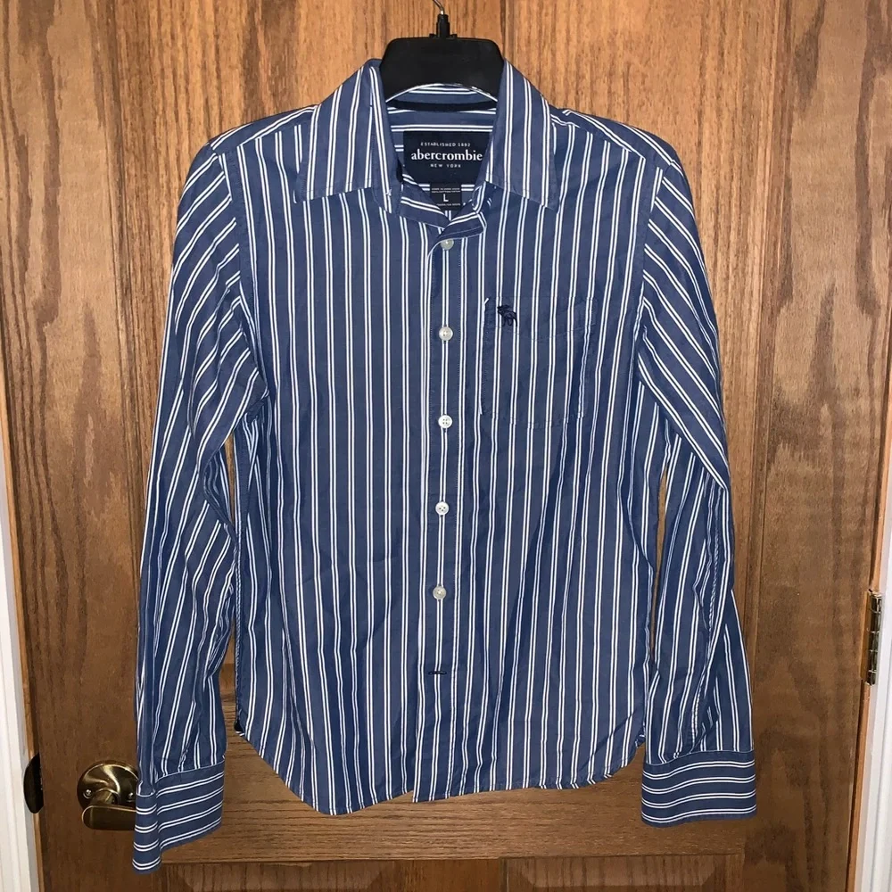 Vintage kids‎ Abercrombie blue white long sleeve Button Down Shirt size large